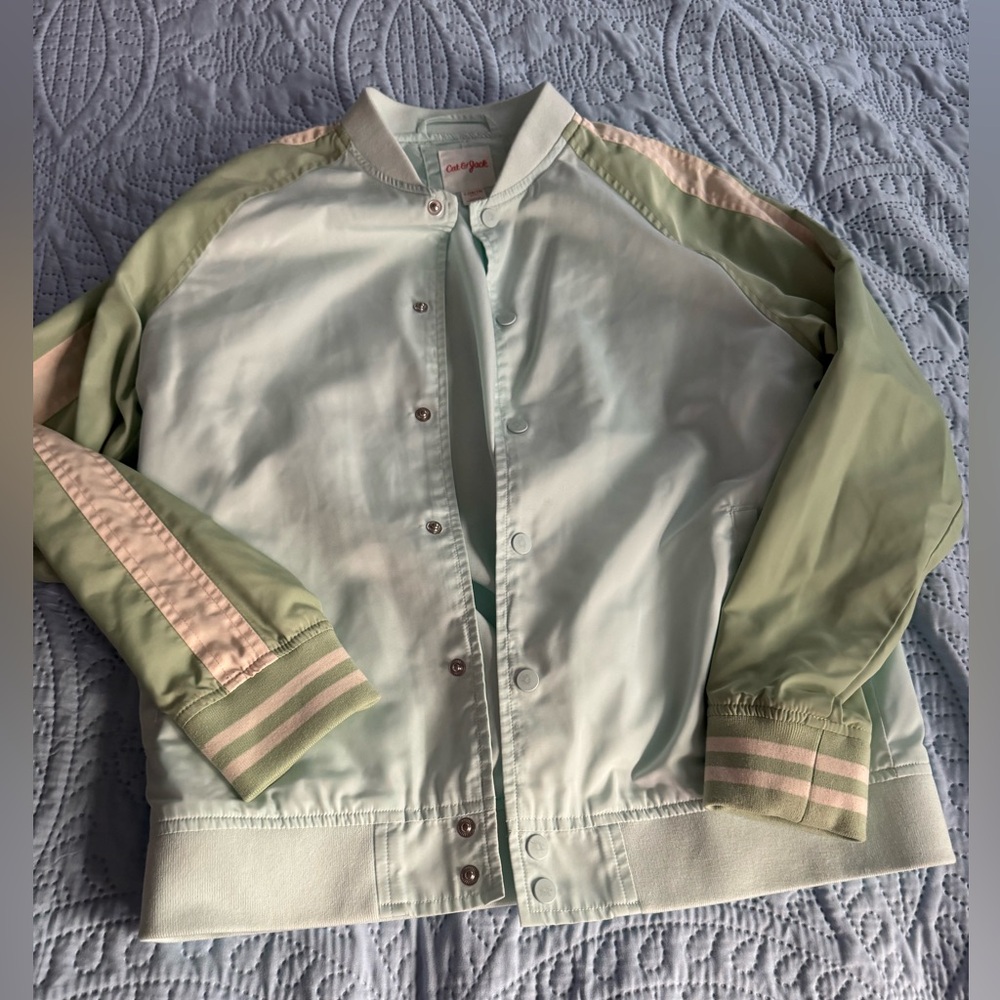 Cat & Jack Mint Green and Cream Varsity Jacket